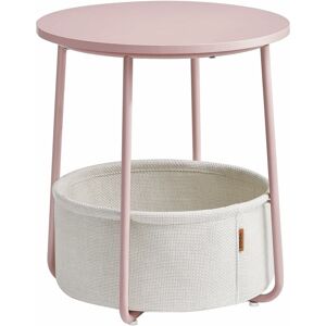 Vasagle - Petite Table Basse Ronde, Table d'Appoint avec Panier en Tissu, Rangement, pour Salon, Chambre, Table de Chevet, Style Moderne, Rose Pastel - Publicité