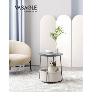 Vasagle - Petite Table Basse Ronde, Table d'Appoint avec Panier en Tissu, Rangement, pour Salon, Chambre, Table de Chevet, Style Moderne, Gris Ciment - Publicité