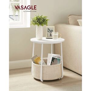 Vasagle - Petite Table Basse Ronde, Table d'Appoint, Bout de Canapé avec Panier en Tissu, Espace de Rangement, pour Salon, Chambre, Table de Chevet, - Publicité