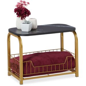 Relaxdays - Table d'appoint avec rangement, plateau de table en aspect marbre, cadre en métal, hlp 38x50x30 cm, noir-doré - Publicité