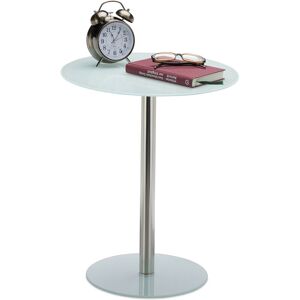 Relaxdays - Table d'appoint ronde en Verre et Inox, Table Bout de canapé décoratif hlp 53 x 43 x 43 cm, blanc - Publicité