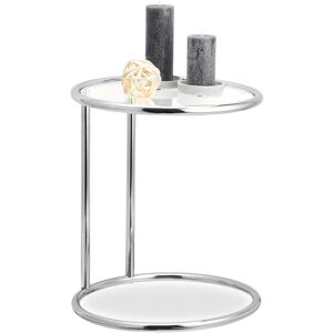 Table d'appoint verre, cadre chromé, Table de chevet ronde, Table de café, bistrot, h x d 53 x 45 cm, argenté - Relaxdays - Publicité