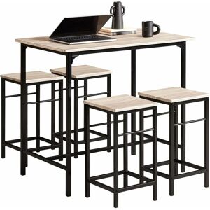 Sobuy - Set de 1 Table + 4 Tabourets Ensemble table de bar bistrot Mange-debout haute cuisine OGT11-N ® - Publicité