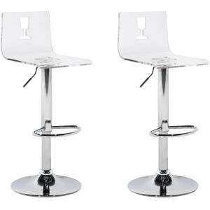 Set 2 Tabourets Chaises de Bar Siège en Acrylique Noir Transparent et Pied en Métal Réglable en Hauteur pour Salle à Manger ou Cuisine Moderne Beliani - Publicité