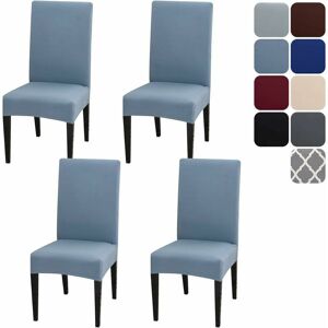 Shining House - Housse de Chaise Extensible Lot de 4, Couverture Protecteur de Chaise Salle a Manger Universel Amovible Lavable Moderne Durable pour Maison Hotel Restaurant Fete Banquet Cuisine Decoration,bleu Clair - grey - Publicité