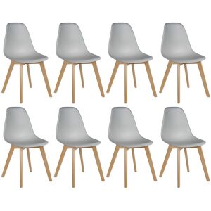 Lot de 8 Chaises Salle à Manger avec Pieds en Bois de Hêtre Massif,Gris,Chaises Scandinaves - Sifree - Publicité