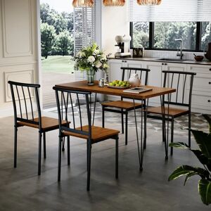 SIRHONA Ensemble table et chaises Meubles de salon et de cuisine 1 Table + 4 Chaises Renforcement du cadre en acier pour le plateau en bois massif 120x60cm - Publicité