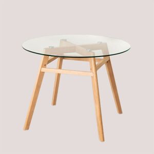Table à manger ronde en verre et bois de hêtre Scand Nordic Sklum 100 cm - Ø100 cm - Publicité