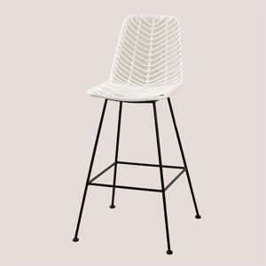 Tabouret Haut en Rotin Synthétique Gouda Colors Sklum Blanc ↑75 cm Noir - Blanc ↑75 cm Noir - Publicité