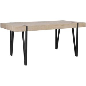 Table de Salle à Manger 150 x 90 cm Plateau de Couleur Bois Clair en mdf et Pieds Noirs en Métal de Style Industriel, Moderne et Minimaliste Beliani - Publicité