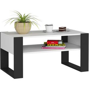 Akord - Table à café table basse domi Blanche 92 cm couleur Noir 92x53x45 cm - Publicité