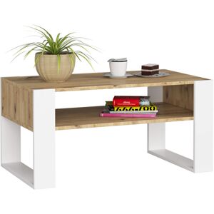 Akord - Table à café table basse domi Chêne Artisan 92 cm couleur Blanche 92x53x45 cm - Publicité