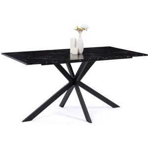 IDMARKET Table à manger rectangle alaska 8 personnes effet marbre noir et pied araignée métal 160 cm - Noir - Publicité