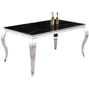 HOMY FRANCE Table à manger baroque pieds Chrome verre Marbre noir 4 à 6 couverts 150X90cm - Publicité