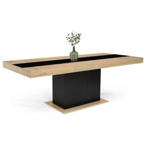 IDMARKET Table à manger extensible rectangle eden 6-10 personnes bois et noir bande centrale noire 160-200 cm - Bois-clair - Publicité