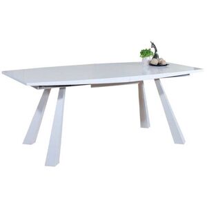 Table à manger extensible en bois laqué blanc brillant avec pieds en métal blanc - Longueur 180-230 x Profondeur 95 x Hauteur 76.5 cm Pegane - Publicité