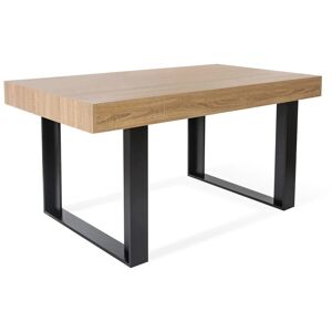 Table à manger Idmarket phoenix - 6 personnes - Bois et noir - 160 cm - Noir - Publicité