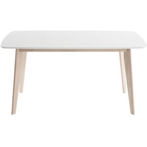 MILIBOO Table à manger scandinave blanc et bois clair rectangulaire L150 cm leena - Blanc - Publicité