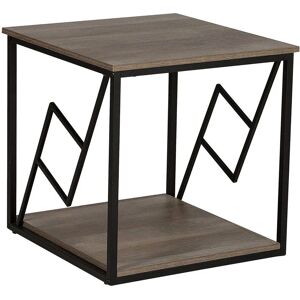 Table d'Appoint Carrée 56 x 56 cm Effet Bois Foncé avec Structure en Métal Noir Plateau de Rangement pour Salon de Style Moderne ou Industriel Beliani Noir - Publicité