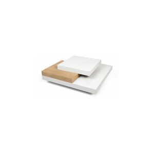 Table basse avec 4 plateaux 90x90 cm en bois blanc et naturel - slate