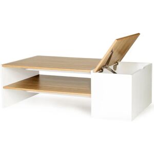 Table basse bar contemporaine Idmarket izia - Avec coffre - Bois - Blanc - Blanc - Publicité