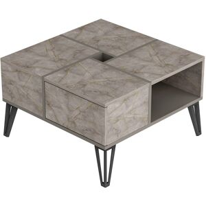 Cotecosy - Table basse carrée avec rangement Equinox Bois Marron clair effet marbre - Marron clair - Publicité