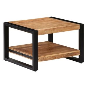 LES TENDANCES Table basse carrée acacia massif clair et métal noir Loumba 60 cm - Publicité