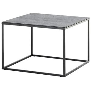 Table basse carrée aspect céramique coloris gris, pieds en métal noir - Longueur 60 x Hauteur 45 x Profondeur 60 cm Pegane - Publicité