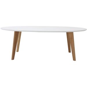 Miliboo - Table basse ovale scandinave blanc et bois clair chêne L120 cm ekka - Blanc - Publicité