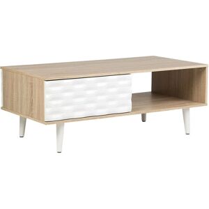 Beliani - Table Basse Rectangulaire 120 x 60 cm en mdf Effet Bois Clair et Blanc avec Tiroirs et Espace de Rangement pour Salon Moderne ou Scandinave - Publicité