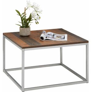 Idimex - Table basse hades, table de salon table d'appoint carrée design vintage, plateau en mélaminé old style et cadre en métal gris - Old Style/gris - Publicité