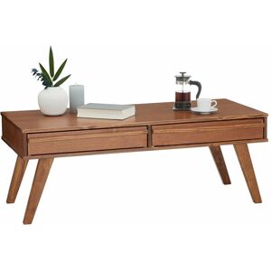 Idimex Table basse jona style scandinave table de salon rectangulaire avec 2 tiroirs, en pin massif lasuré brun foncé - Couleur Châtaigne - Publicité