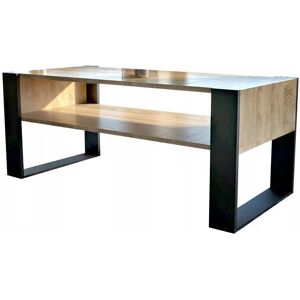 Dusine - table basse lovy chêne / noir - style industriel - 120cm x 64 cm - Publicité