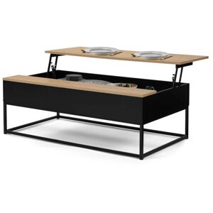 IDMARKET Table basse noire plateau relevable façon hêtre rectangulaire boston design industriel - Multicolore - Publicité