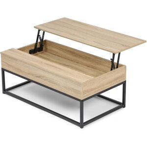 Table basse Idmarket detroit - Plateau relevable - Design industriel - Naturel - Naturel - Publicité