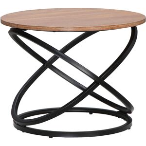 HOMCOM Table basse ronde design industriel néo-rétro ø 60 x 46H cm acier anneaux noir aspect chêne clair - Publicité