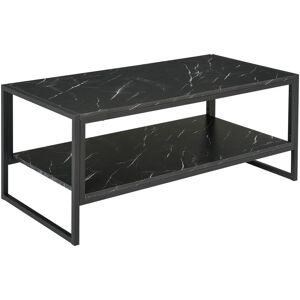 HOMCOM Table Basse Style Moderne avec 2 Étagères 106 x 50 x 47 cm Noir - Publicité