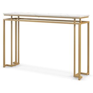 HELLOSHOP26 Table console console entrée effect marbre design géométrique moderne cadre en métal doré pour entrée couloir salon 120 x 30 x 805 cm blanc - Publicité