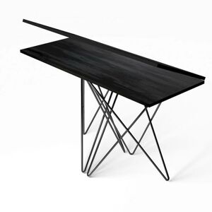 INSIDE75 Table console extensible HERMES stratifié noir carbone acier noir 115cm - noir - Publicité