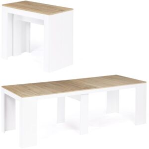 IDMARKET Table console extensible orlando 10 personnes 235 cm bois blanc et façon hêtre - Multicolore - Publicité