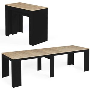 IDMARKET Table console extensible orlando 14 personnes 300 cm bois noir et façon hêtre - Multicolore - Publicité