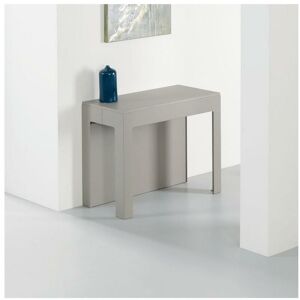 INSIDE75 Table console extensible ULISSE acier pieds inox rallonge aluminium coloris gris tourterelle - gris - Publicité