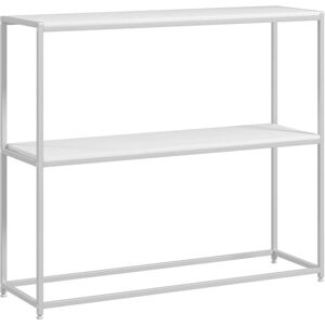 HOMCOM Table console plateau étagère dim. 100L x 30l x 87H cm acier panneaux blanc - Blanc - Publicité