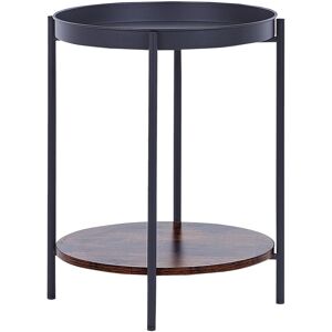 BELIANI Table d'appoint Bois Sombre et Noir en Acier avec Plateau Amovible Style Industriel Borden - Publicité