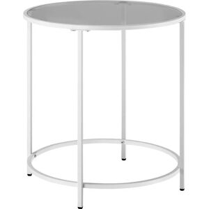 VASAGLE Table d’Appoint Ronde, Dessus en Verre Trempé, Cadre en Métal, Bout de Canapé, Table Console, Table de Chevet, pour Salon, Balcon, Blanc Perle et Gris Ardoise - Publicité