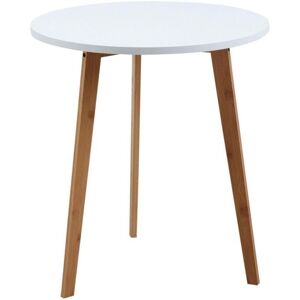 Aubry Gaspard - Table d'appoint ronde en bois et mdf laqué blanc - Blanc - Publicité