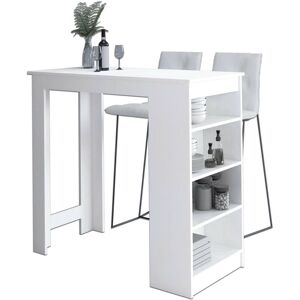 Table de bar pour le tabouret Akord Blanche 115 cm façade Blanche 4 étagères 115x50x103 cm - Publicité