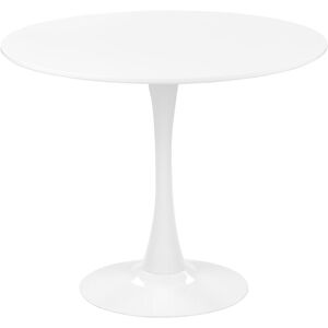 Table Blanche avec Plateau Rond 90 cm en mdf et Pied Unique en Métal Design Traditionnel pour Salle à Manger ou Cuisine Moderne et Scandinave Beliani - Publicité