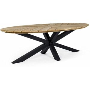 BIZZOTTO Table à manger de jardin ovale en teck et métal L240 - cap ferret - Noir - Publicité