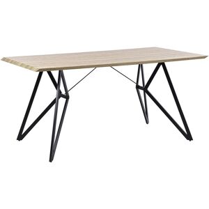 Table de Salle à Manger 160 x 90 cm Plateau Effet Bois et Structure en Métal Noir Design Industriel pour Intérieur Contemporain ou Moderne Beliani - Publicité